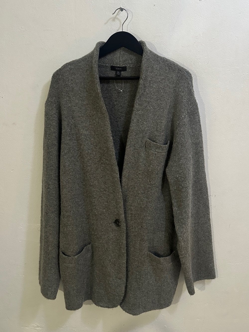 J.Crew Sweater Blazer Cardigan Gray Alpaca Merino Wool Blend Button Women’s XL